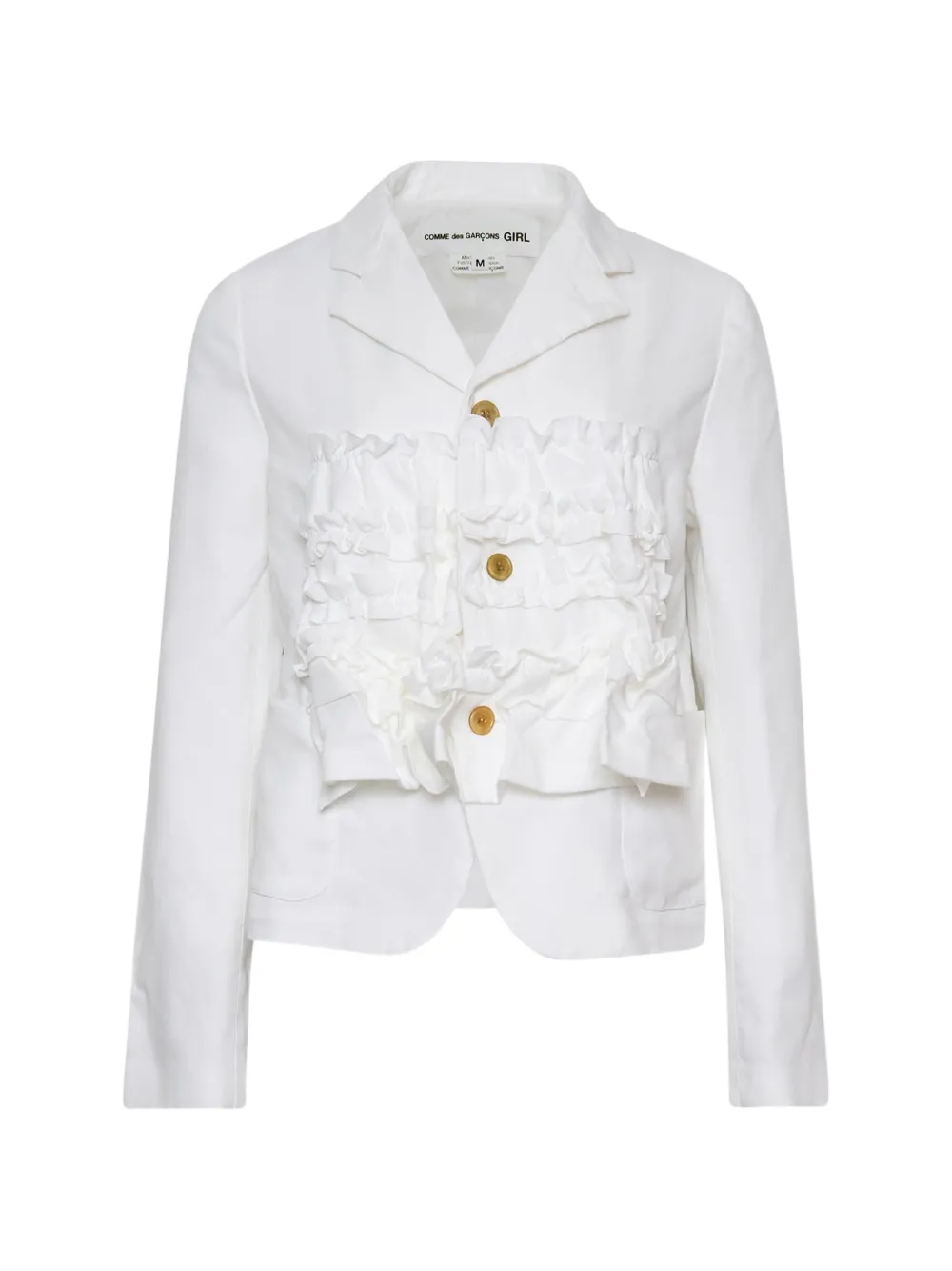 Comme Des Garçons Girl gabardine ruffled jacket - Weiß