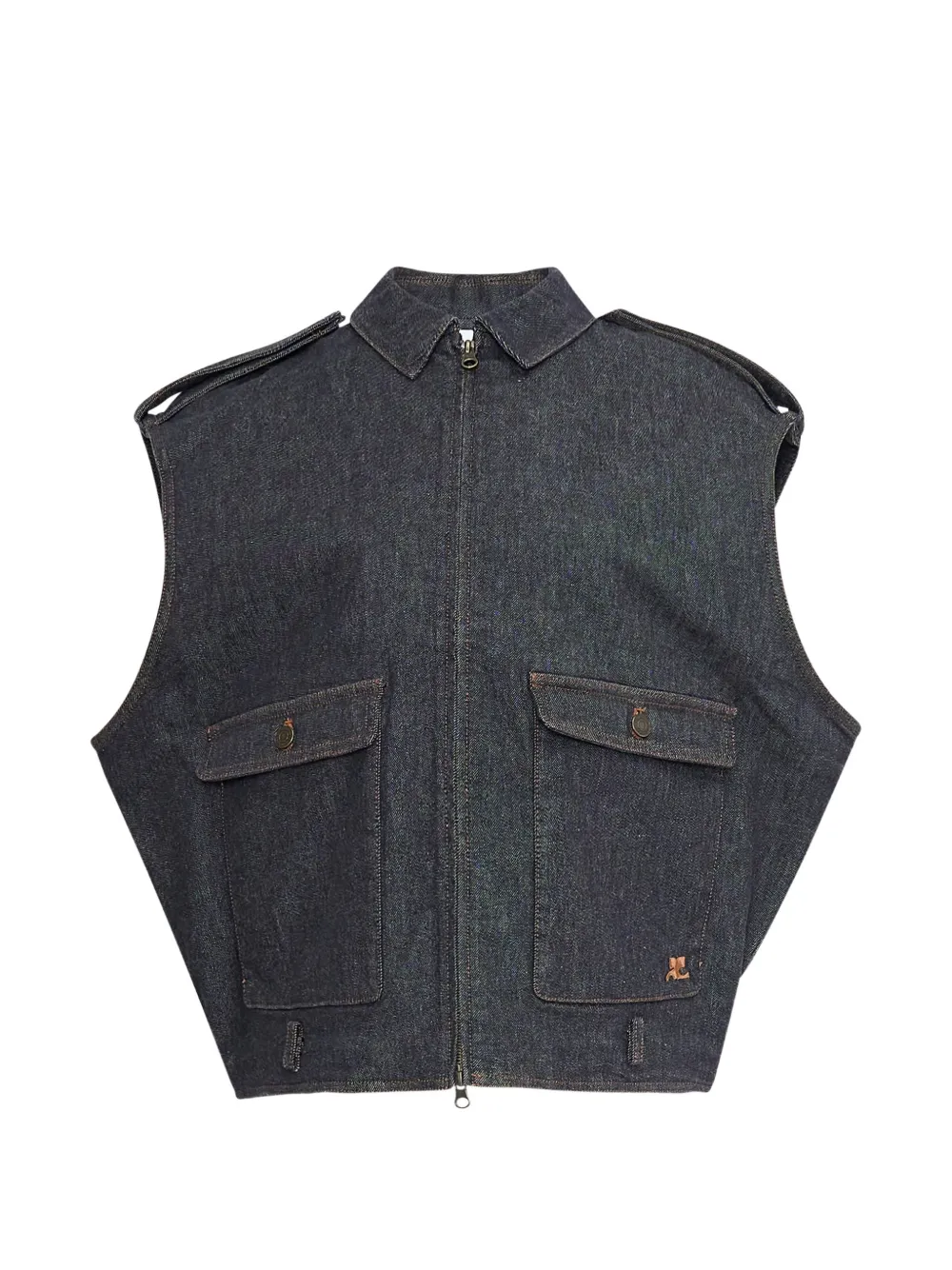 Courrèges sleeveless denim jacket - Blu