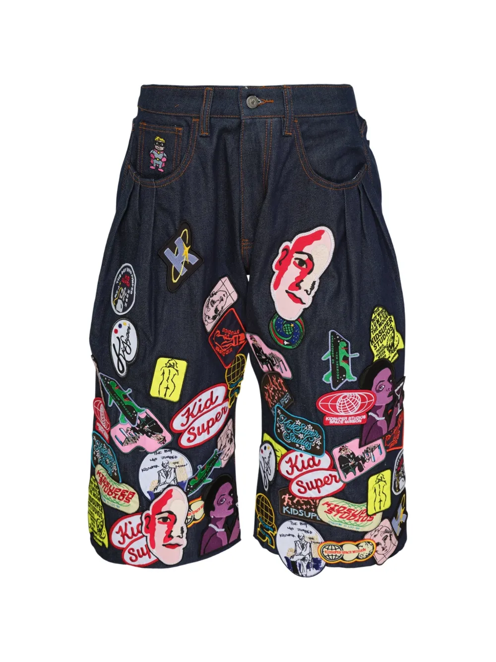 KidSuper patch-embellished pleated shorts - Blau