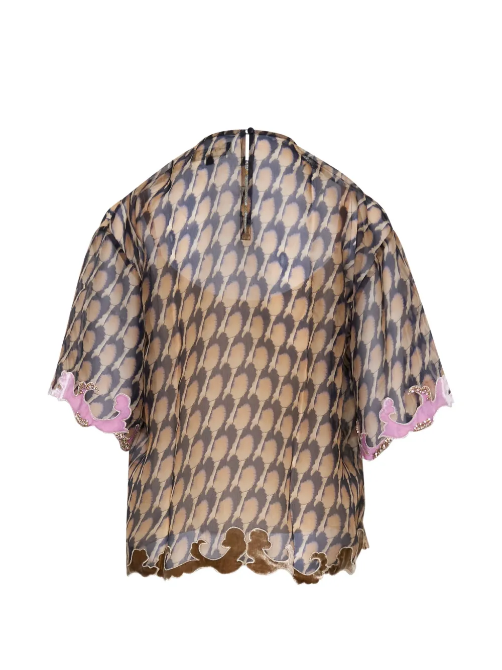 Biyan Blouse met vlak van kant Bruin