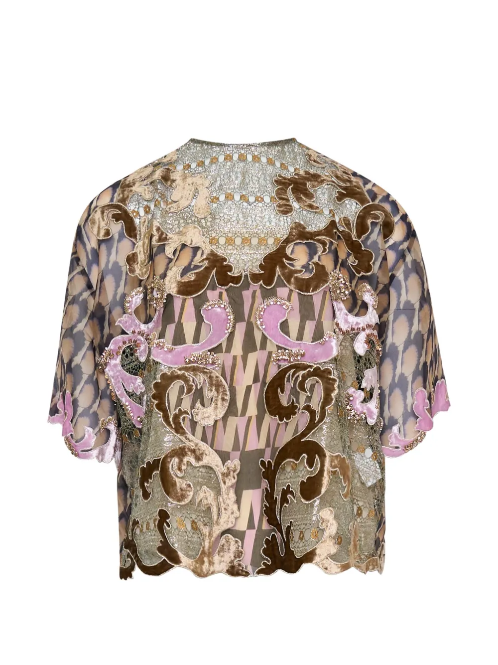 Biyan lace-panelled silk blouse - Marrone