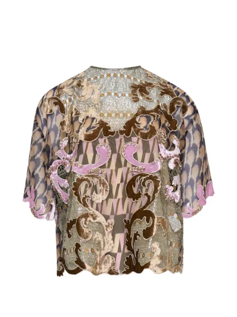 Biyan lace-panelled silk blouse
