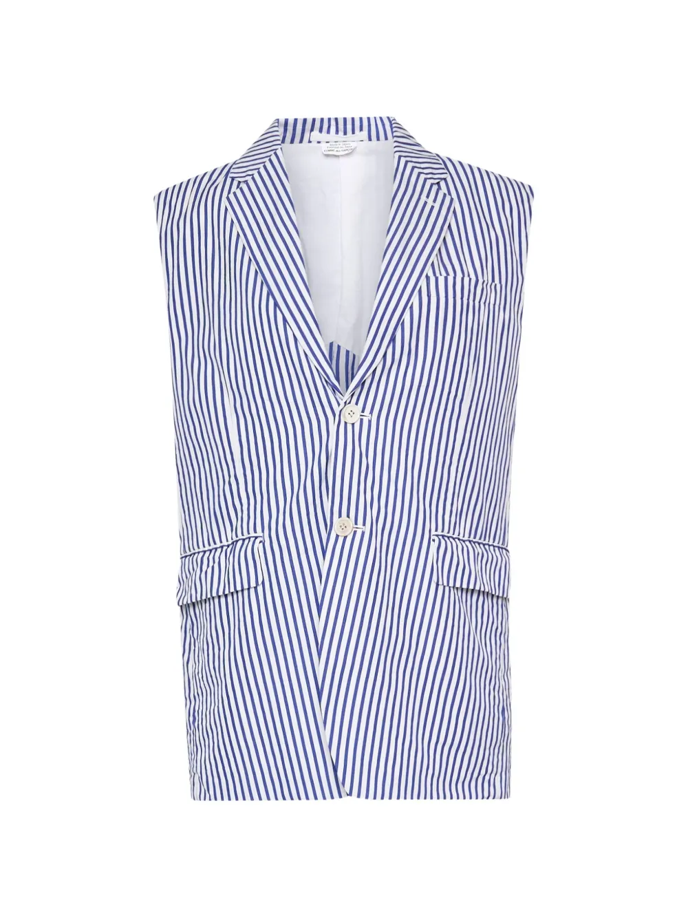 Comme Des Garçons Comme Des Garçons stripe-pattern sleeveless jacket - Blau