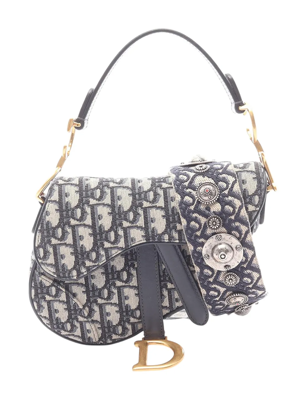 Christian Dior Pre-Owned 2010-2026 Mini Oblique Canvas Saddle Bag satchel - Blue