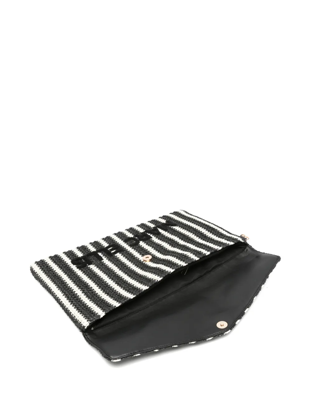Marc Ellis Gestreepte clutch met logopatch Zwart