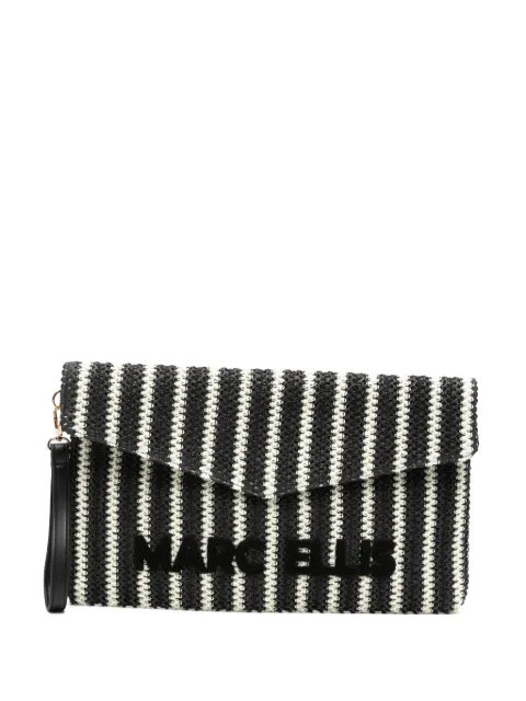 Marc Ellis striped logo-patch clutch bag