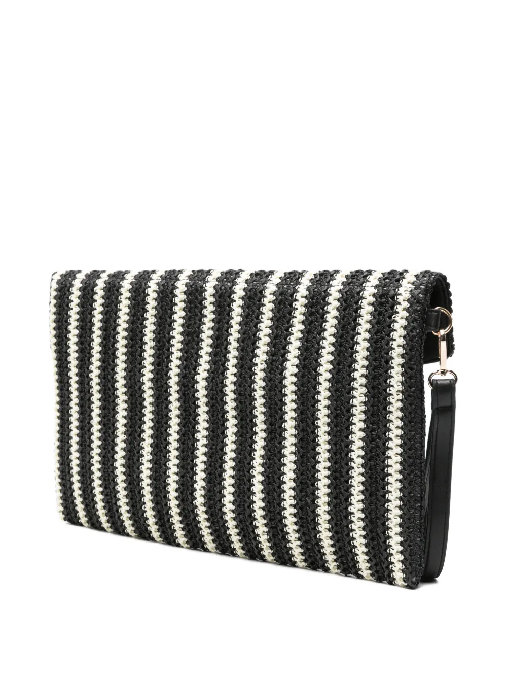 Marc Ellis Gestreepte clutch met logopatch Zwart