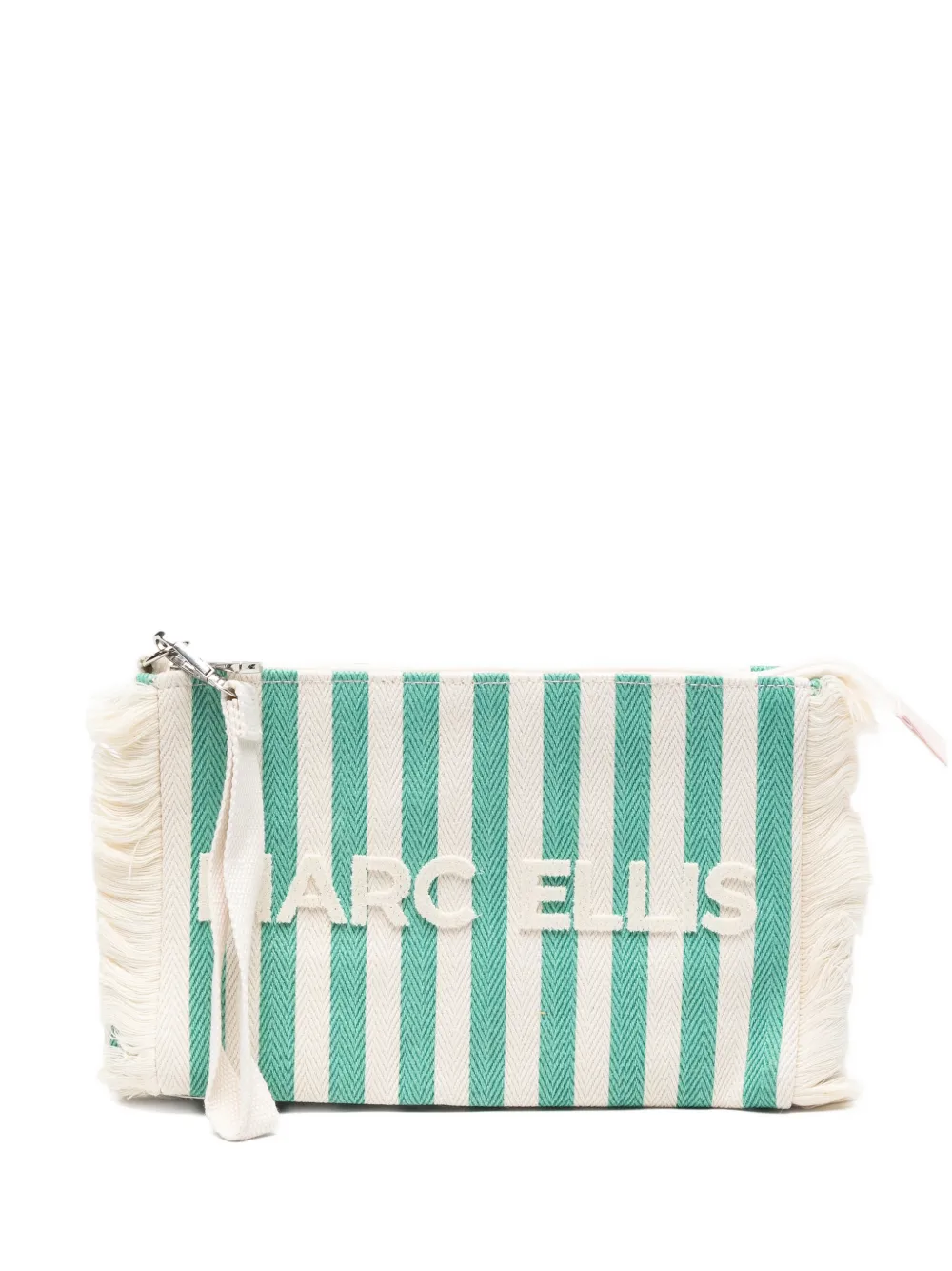 Marc Ellis Clutch a righe con frange - Verde