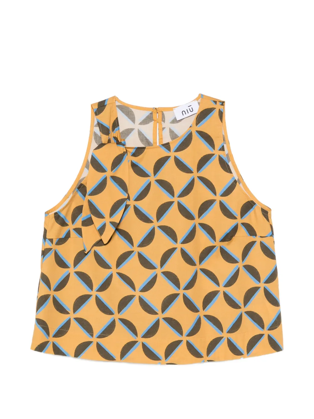 Niu geometric-print bow-detail top - Giallo
