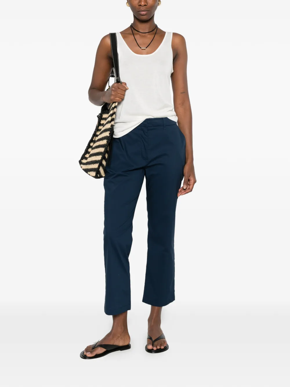  Bomboogie Pantalones Capri Con Cierre Oculto - Azul 
