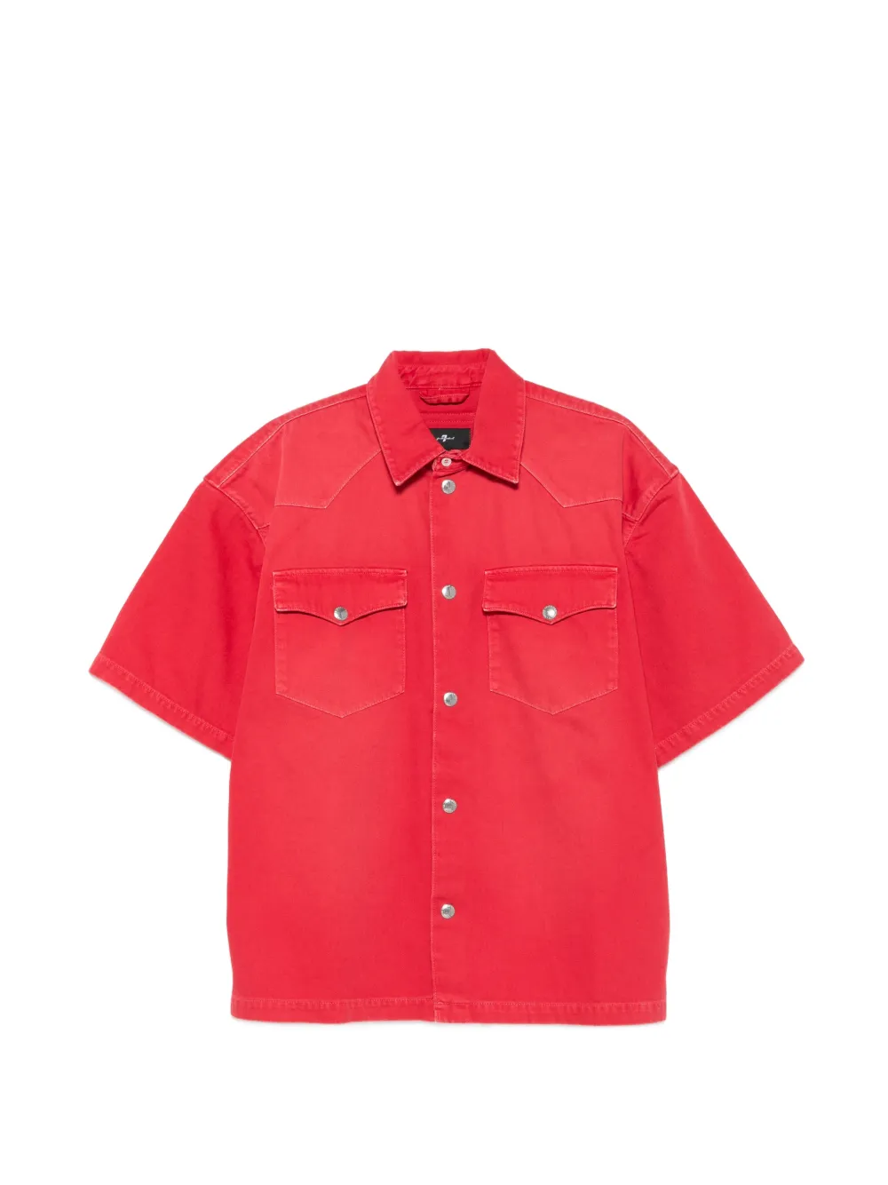 7 For All Mankind logo-patch short-sleeve overshirt - Rosso