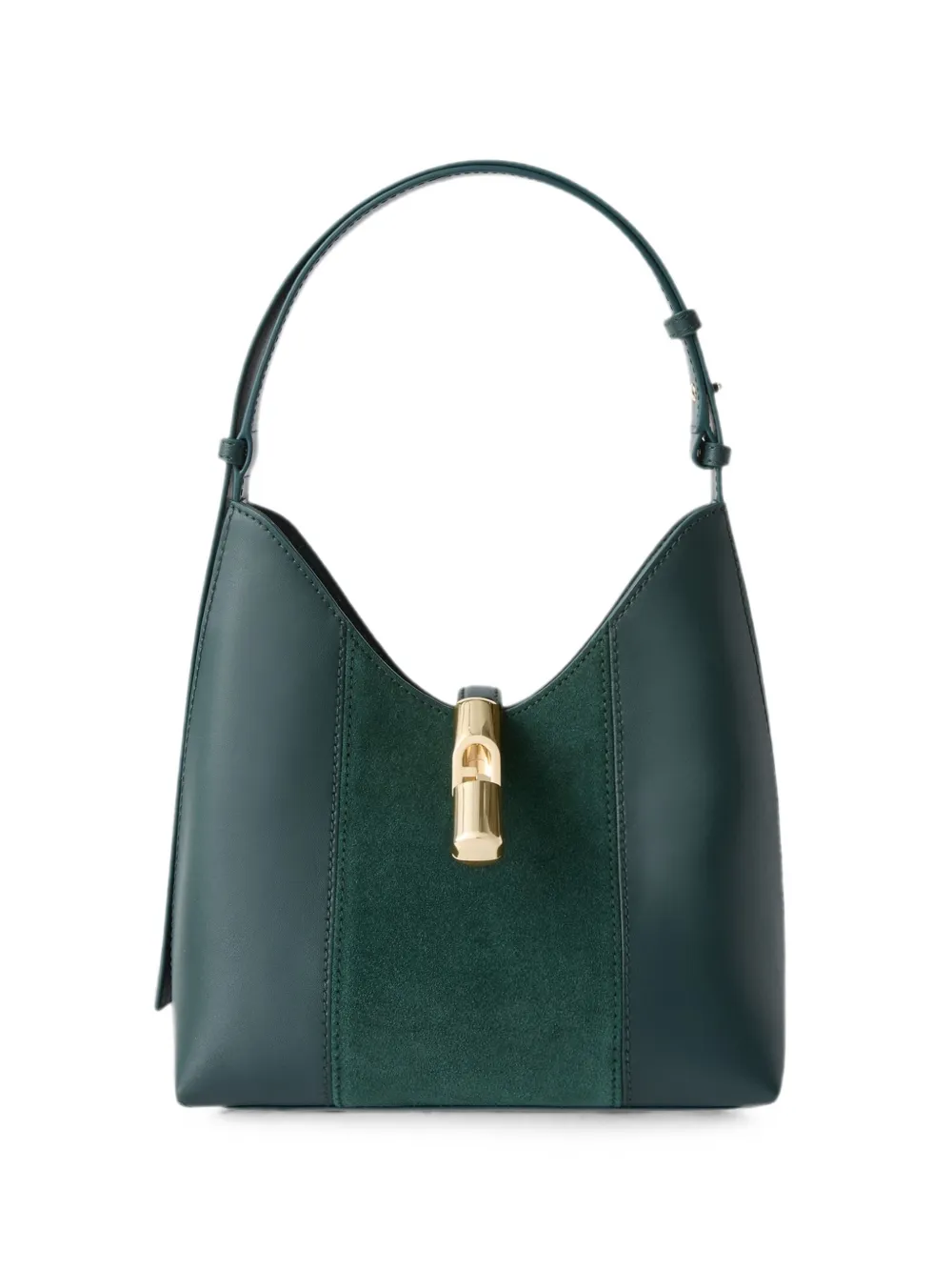 Furla suede-panel leather shoulder bag S - Grün
