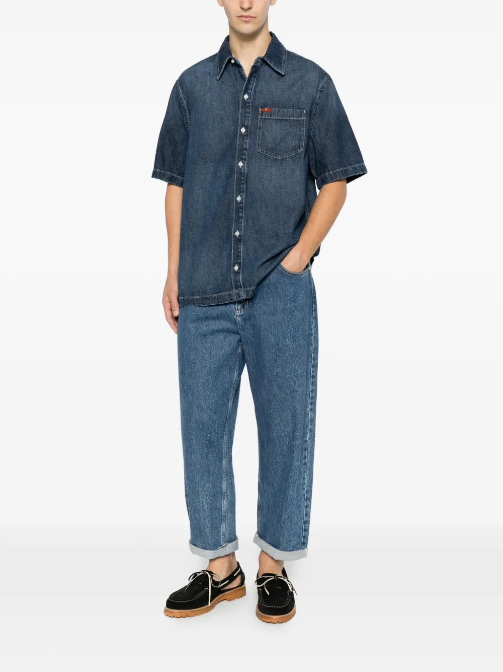 7 For All Mankind Overhemd met borstzak Blauw