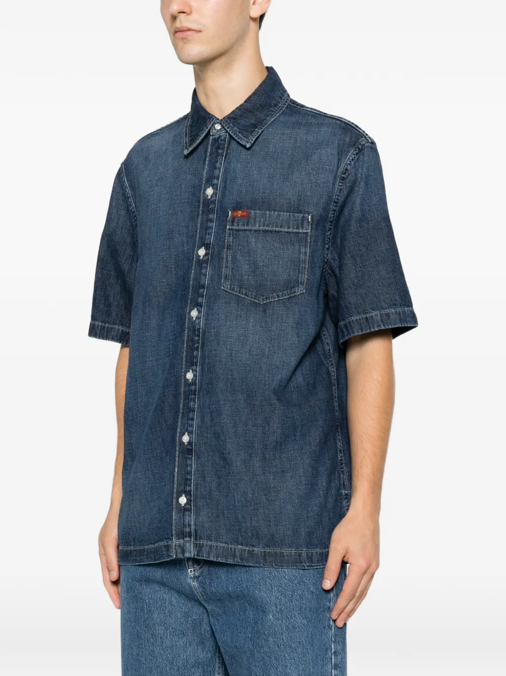 7 For All Mankind Overhemd met borstzak Blauw
