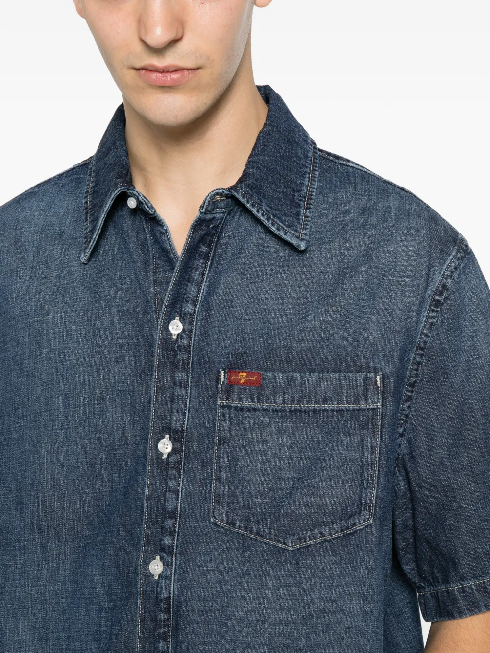 7 For All Mankind Overhemd met borstzak Blauw