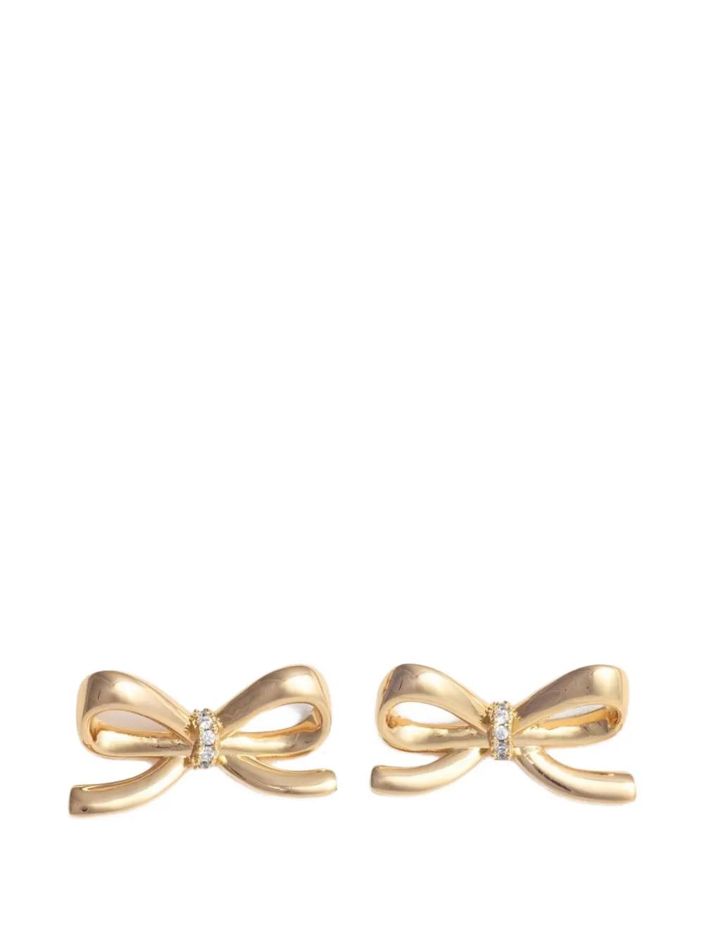 Self-Portrait crystal-embellished bow earrings - Oro
