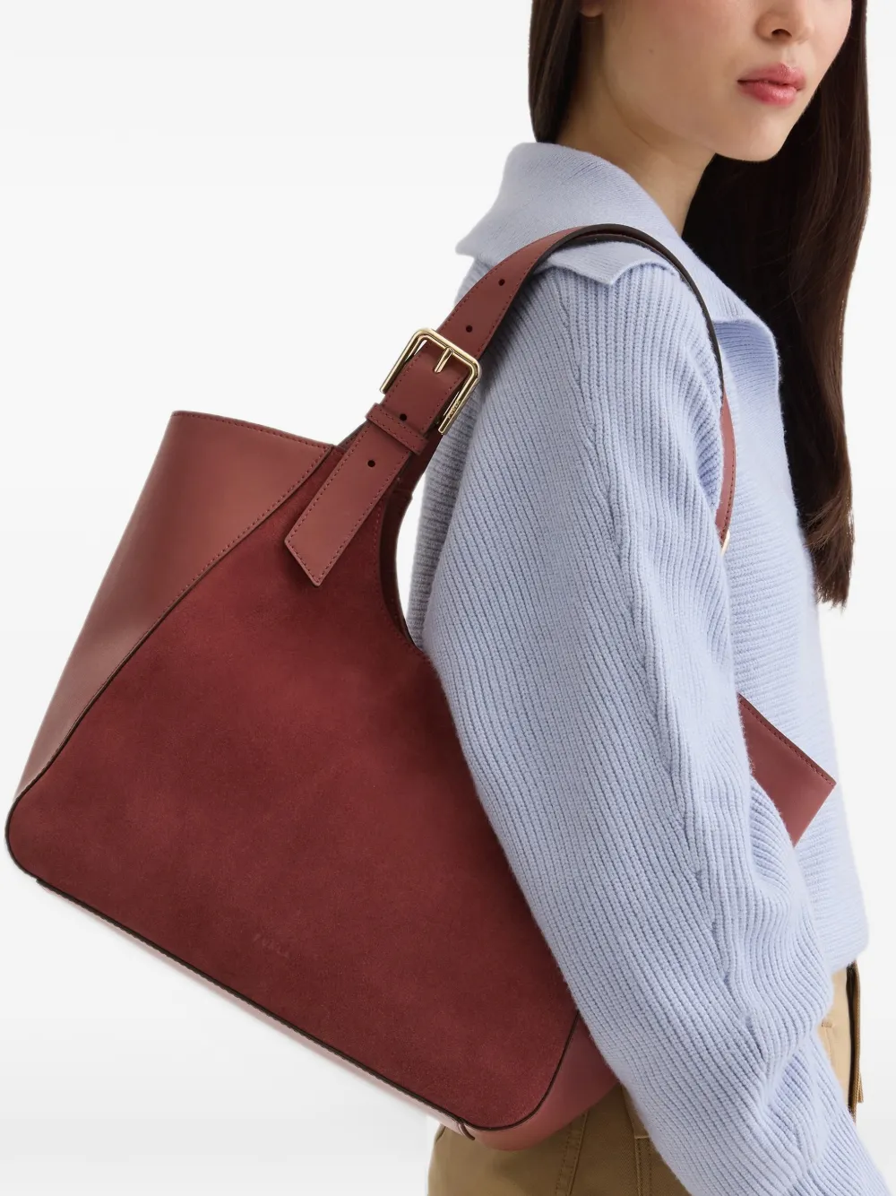 Furla M Dora shopper met gespdetail en vlakken Rood