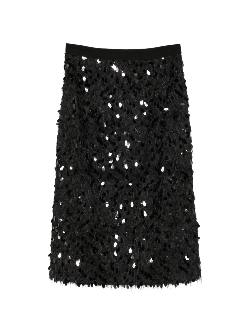 Marella sequin-embellished feathered midi skirt - Nero