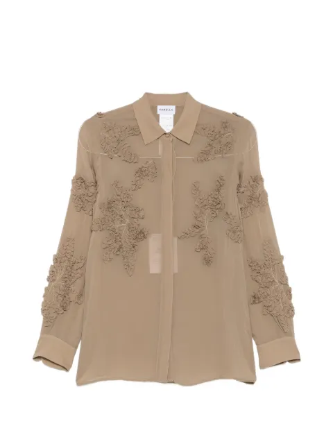 Marella floral-appliqué sheer shirt