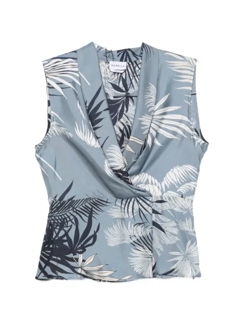 Marella leaf-print silk top
