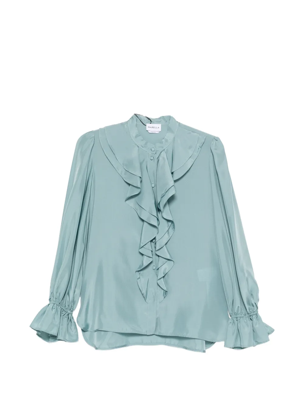 Marella ruffled silk shirt - Verde