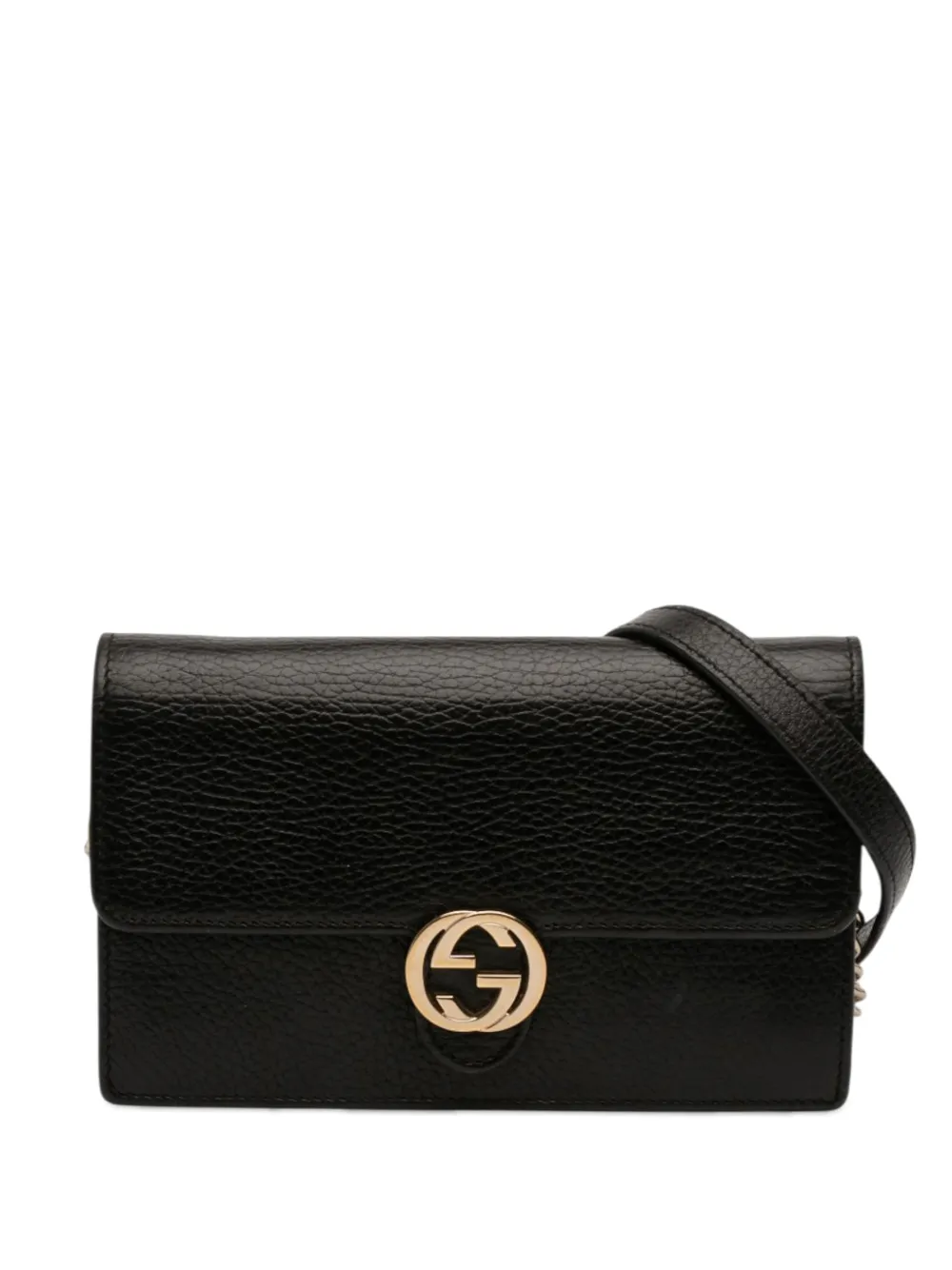 Gucci Pre-Owned 2000-2015 Dollar Calfskin Interlocking G Wallet on Chain crossbody bag - Nero