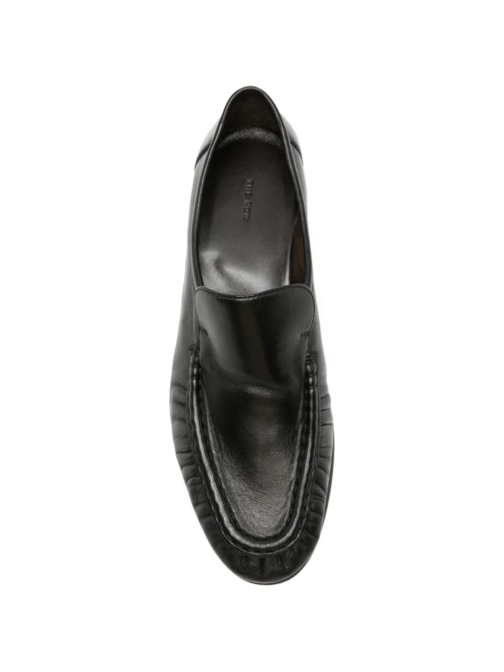 The Row ruched almond-toe loafers Zwart