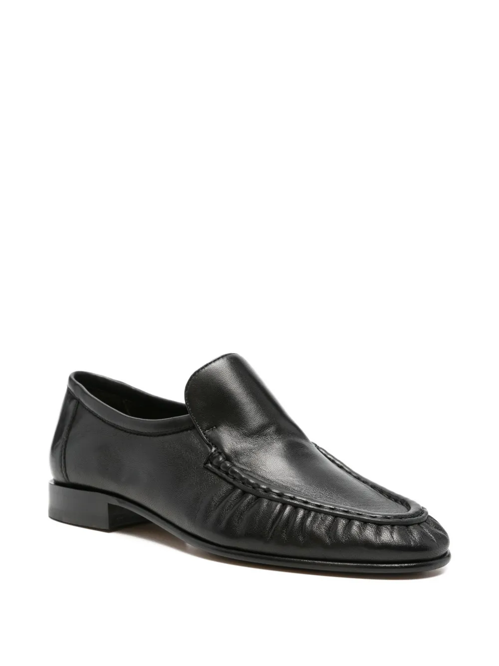 The Row ruched almond-toe loafers Zwart