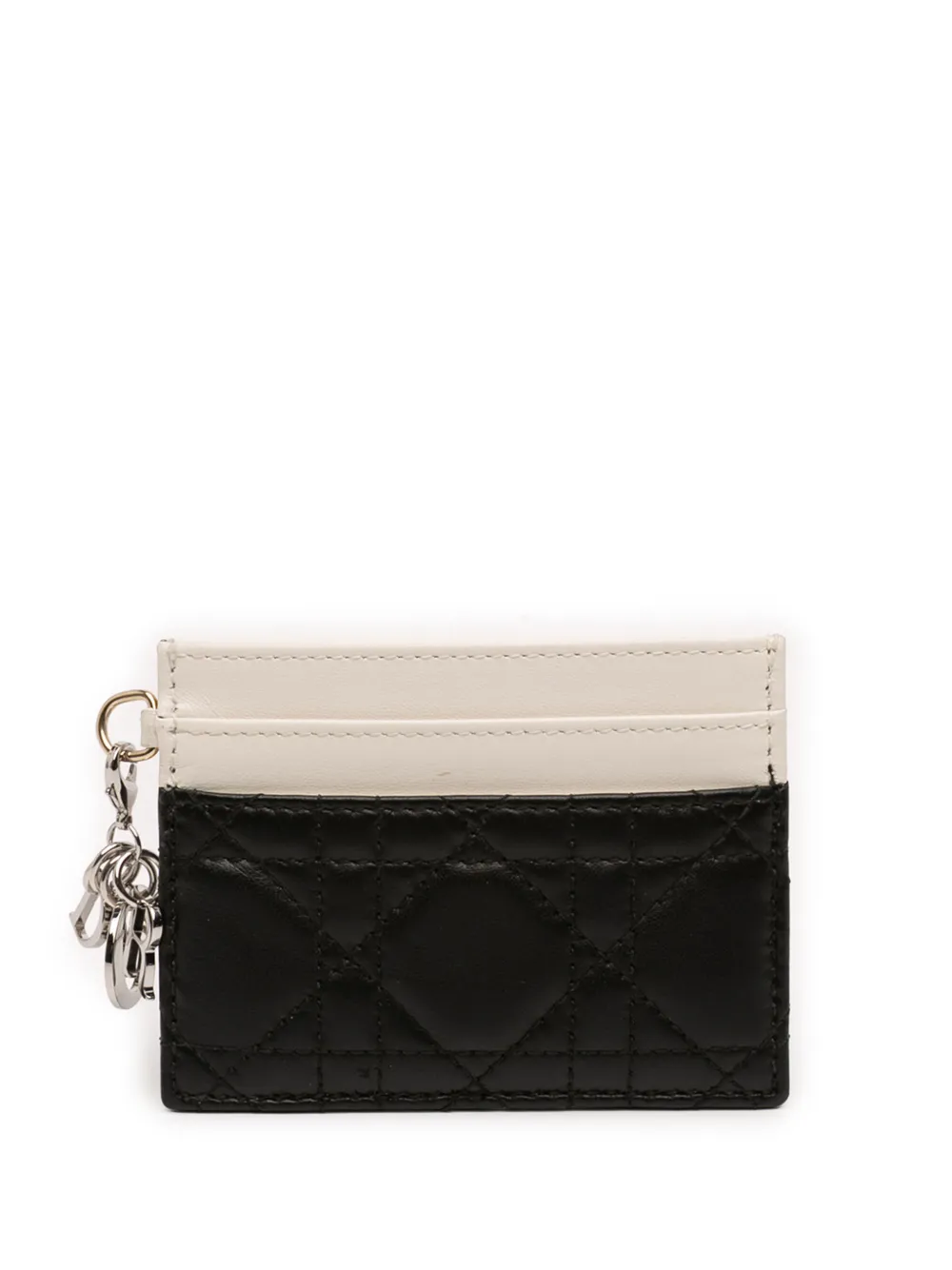 Christian Dior Pre-Owned 2024 Bicolor Lambskin Cannage Lady Dior Freesia card holder - Nero