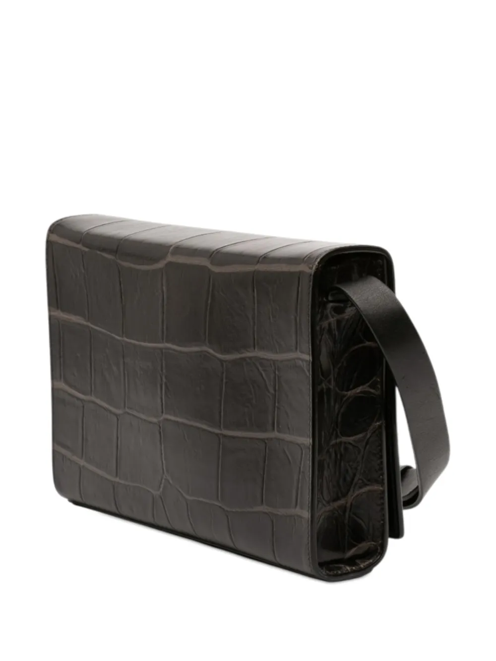  Alexander Mcqueen Pre-owned Mini Sac à Bandoulière à Effet Crocodile Et Ornement Skull (2018) - Noir 