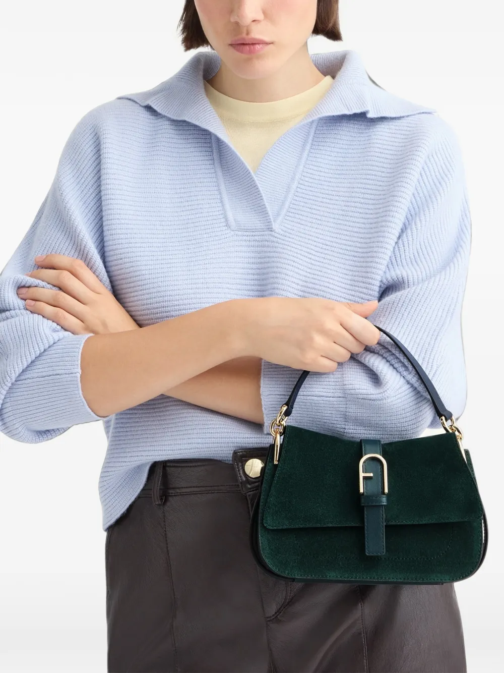 Furla Flow mini-tas met handvat Groen