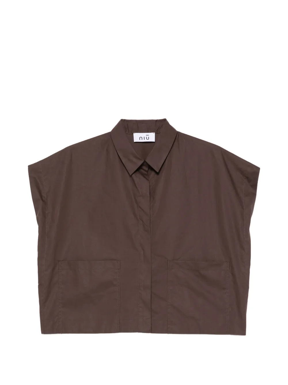 Niu short-sleeve cropped shirt - Braun