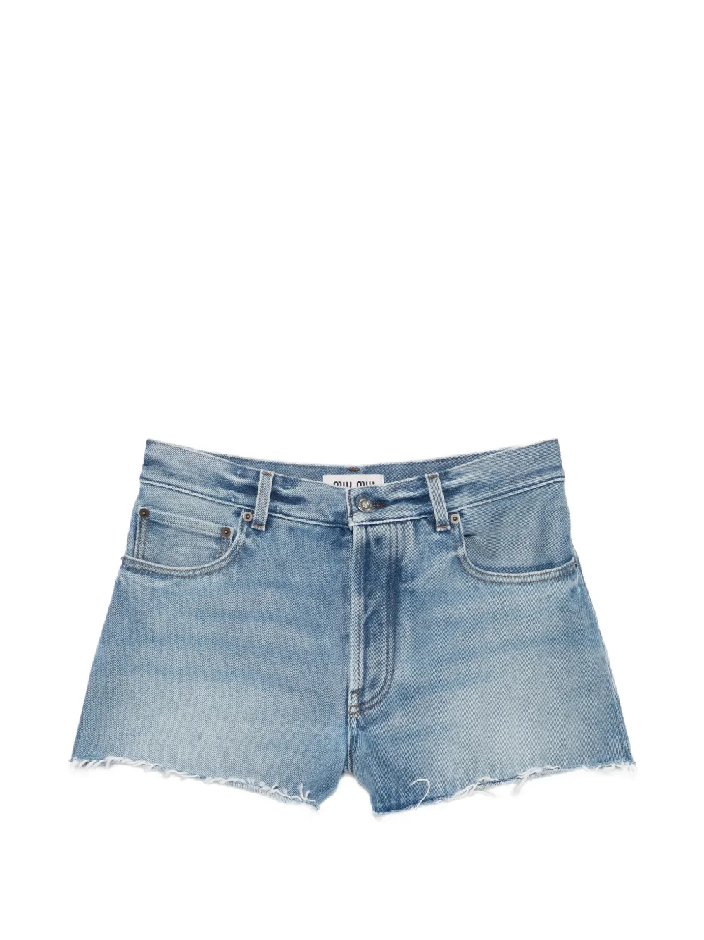 Miu Miu raw-cut denim shorts - Blu