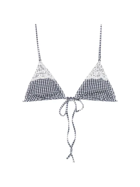 Frankies Bikinis haut de bikini Elena à carreaux vichy bordé de dentelle