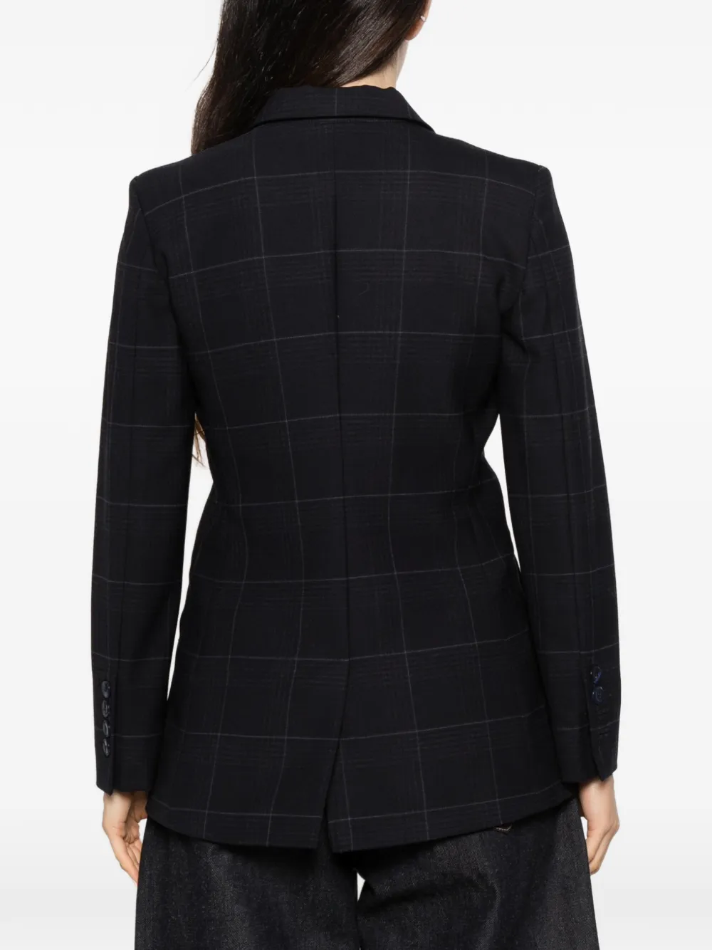 Marella check-pattern single-breasted jacket Blauw
