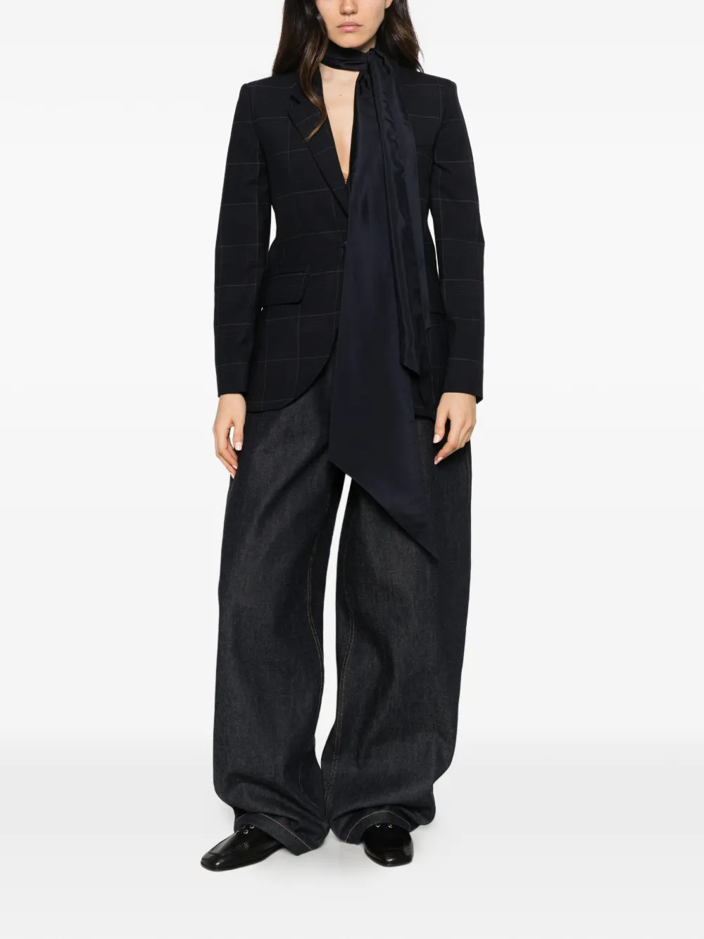 Marella check-pattern single-breasted jacket Blauw