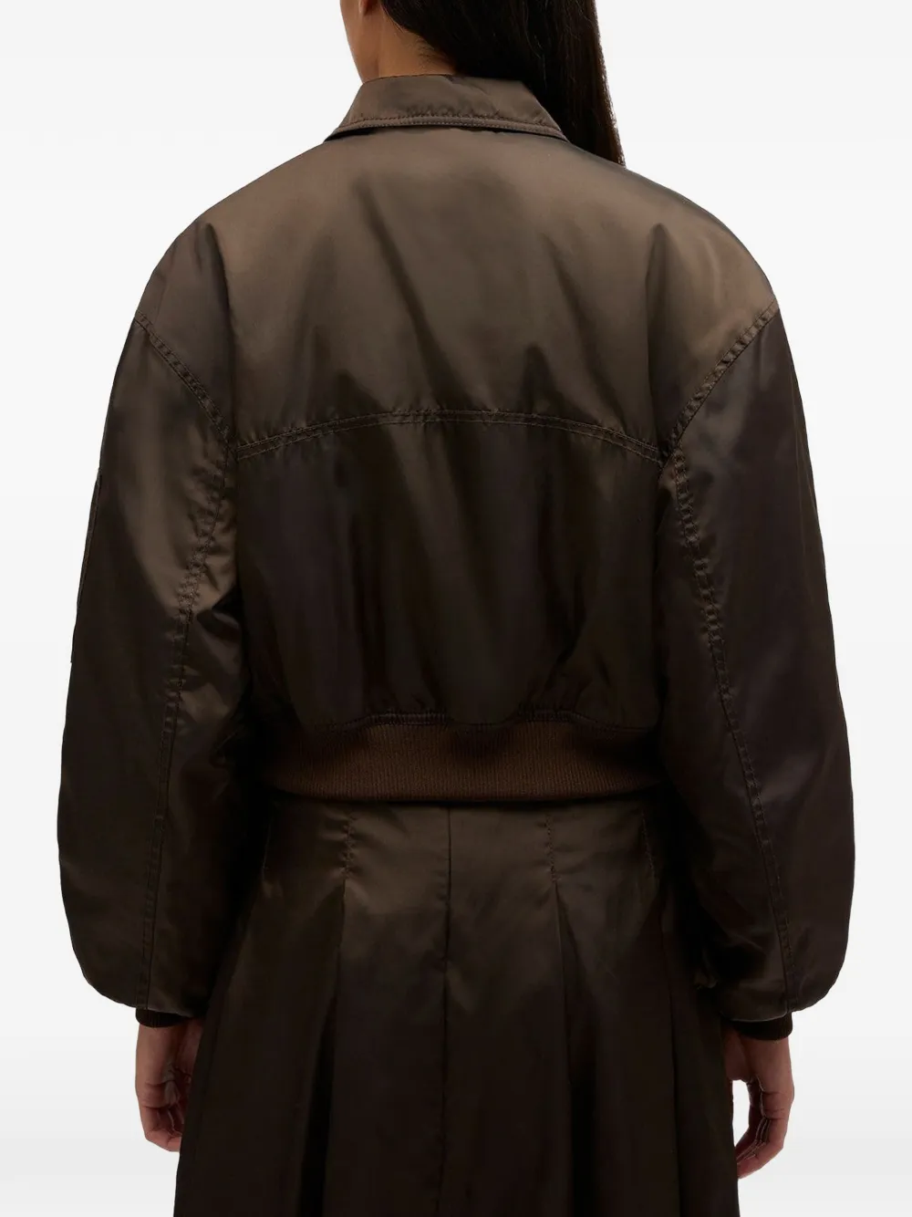 GANNI Duchesse nylon bomberjack Bruin