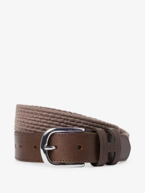 Hackett London Parachute braided leather-trim belt