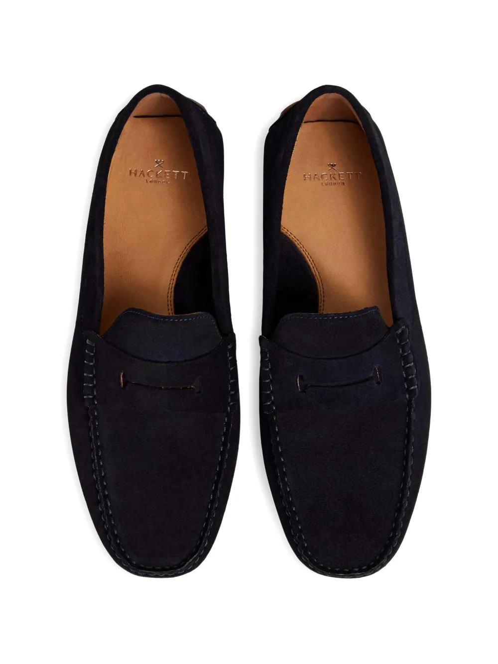 Hackett London Driver Saddle suède loafers Blauw