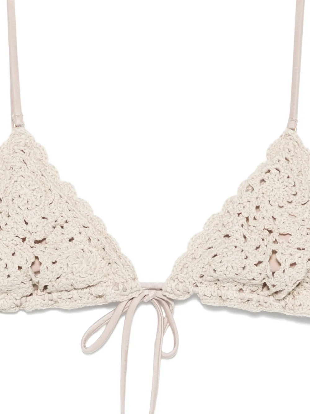 Frankies Bikinis Elena gehaakte triangel bikinitop Beige