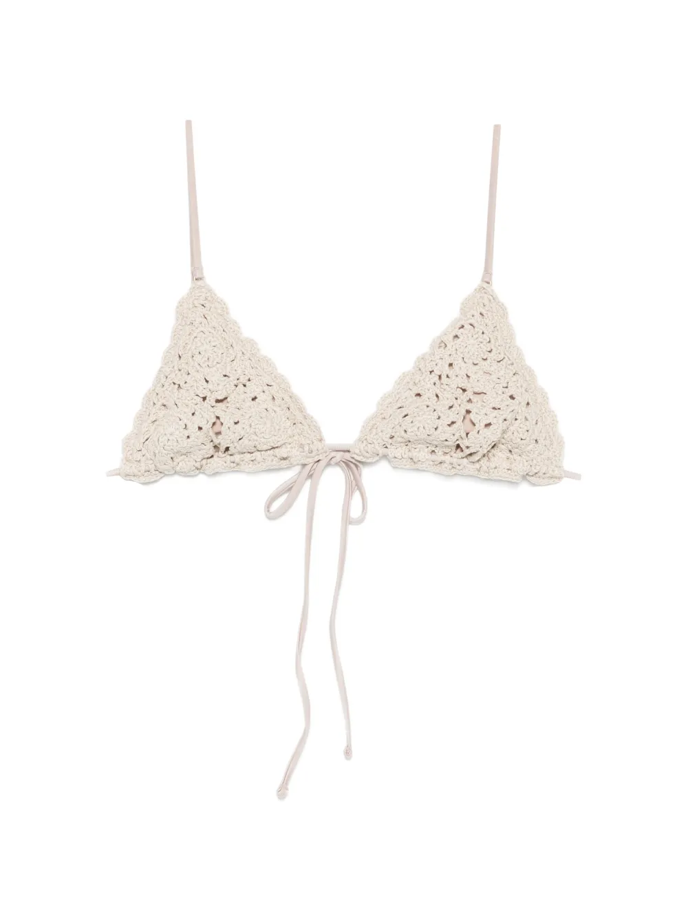 Frankies Bikinis Elena crochet-knit triangle bikini top - Toni neutri