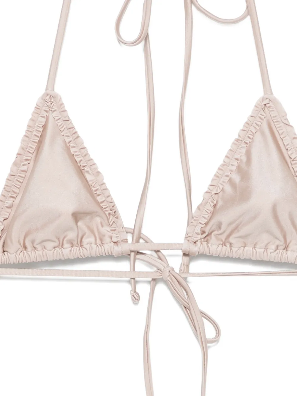 Frankies Bikinis Nick triangel bikinitop met ruches Beige