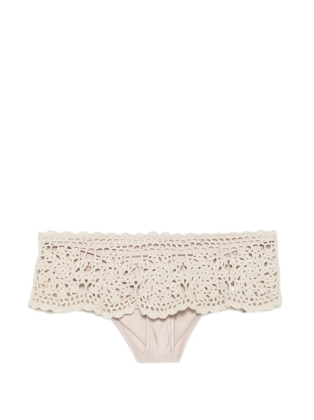Frankies Bikinis Shelly crochet-knit ruffled bikini bottoms - Toni neutri