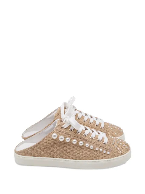 Stuart Weitzman Goldie pearl-embellished mules