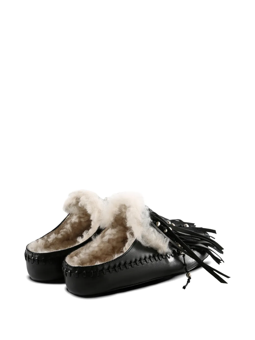 Ann Demeulemeester fringe-detail shearling-lined mules Zwart