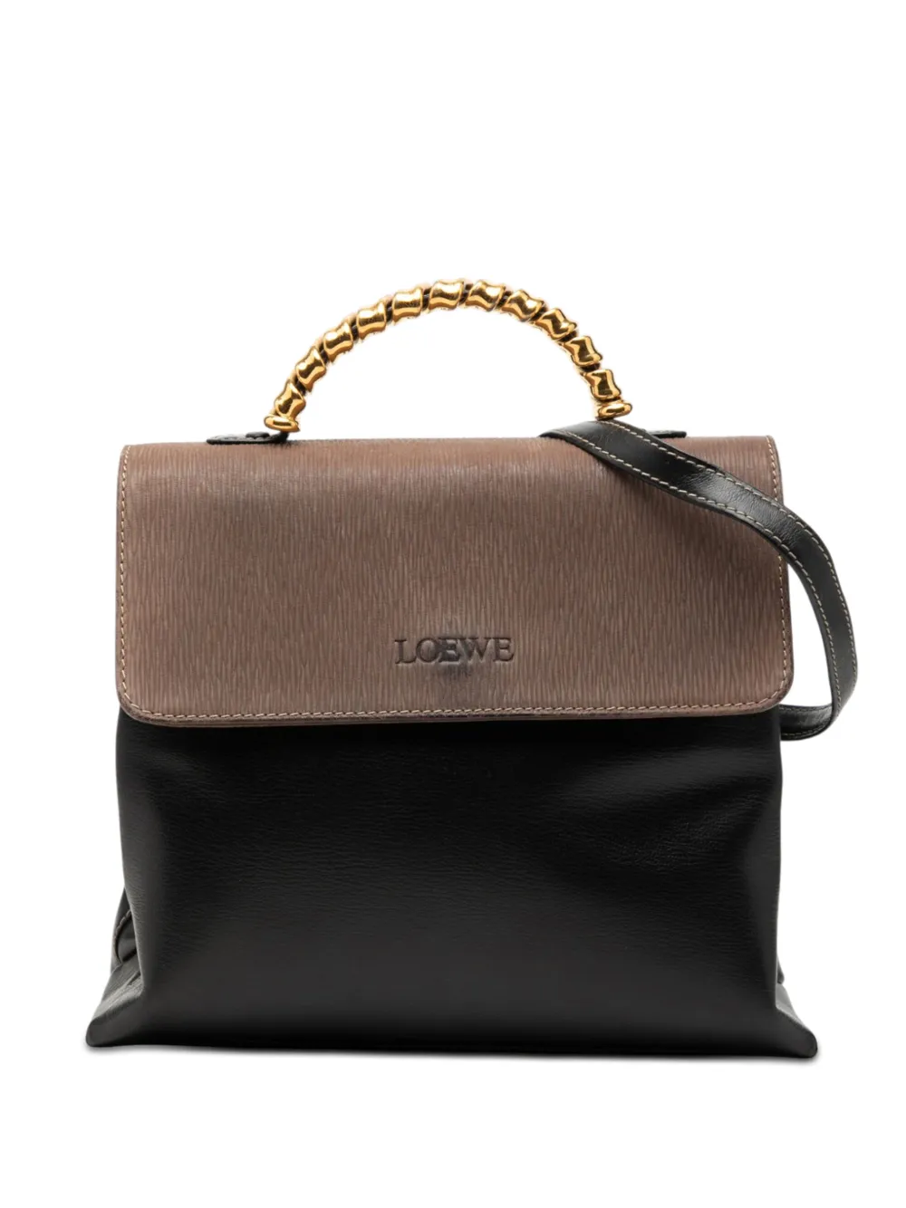 Loewe Pre-Owned 2010-2026 Bicolor Leather Velazquez Twist Top Handle Bag satchel - Schwarz