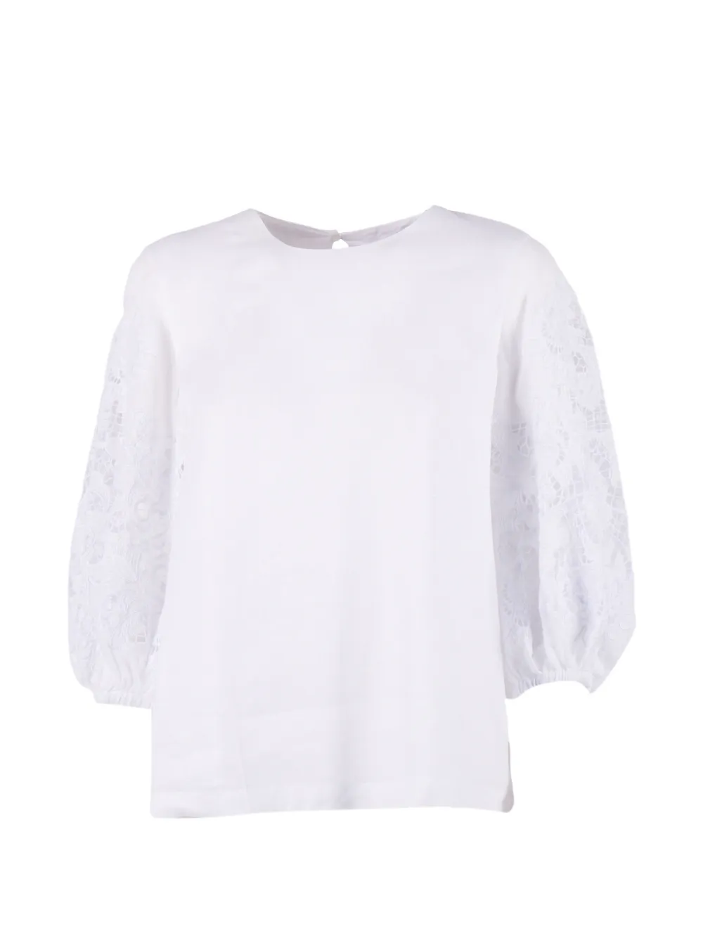 Max Mara embroidered balloon-sleeve blouse - Bianco