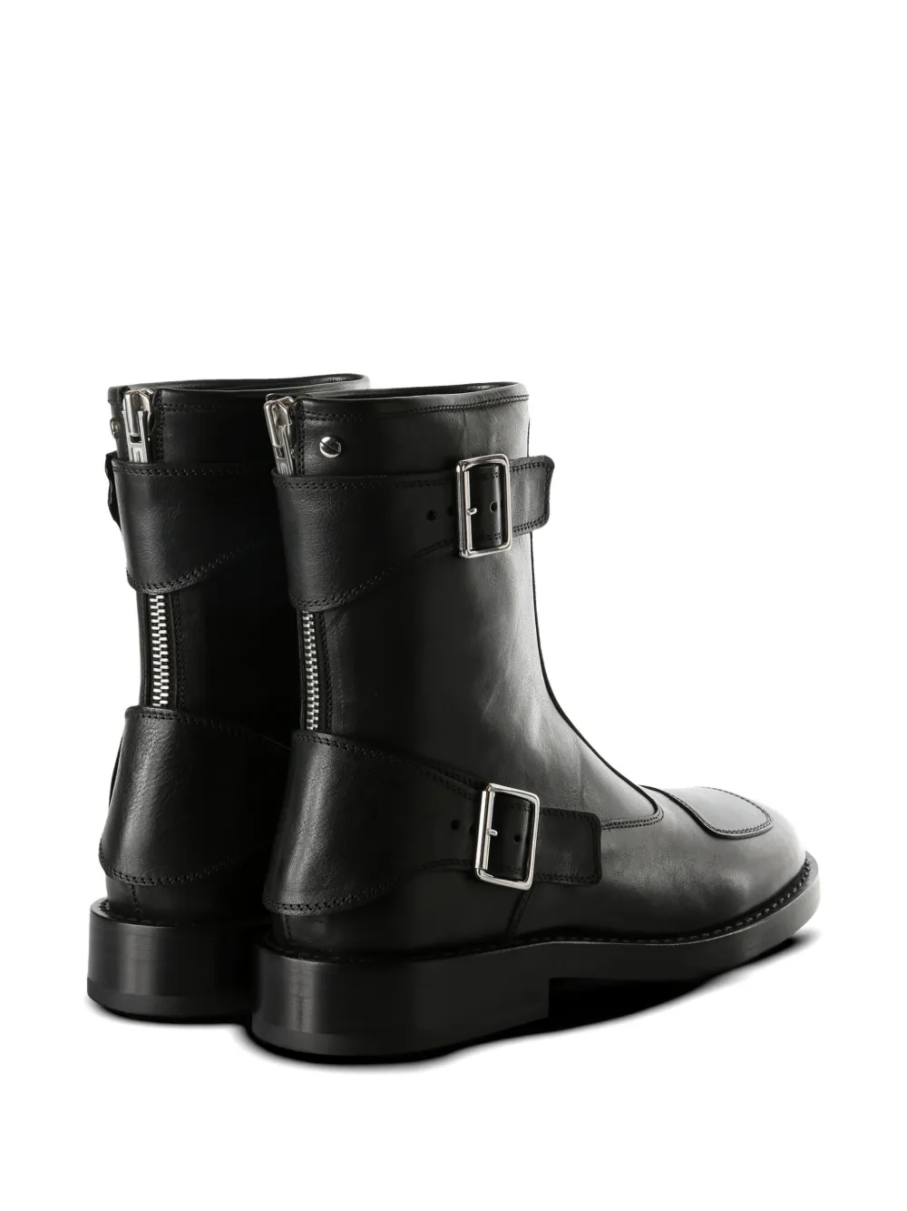 Ann Demeulemeester buckle-strap leather boots Zwart