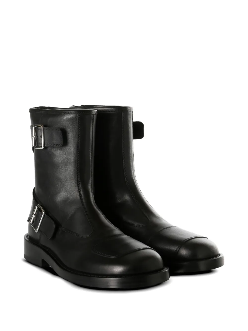 Ann Demeulemeester buckle-strap leather boots Zwart