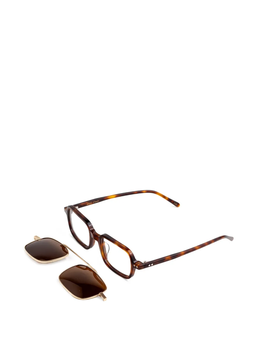 Epos Ang clip-on bril met schildpadschild-design Bruin